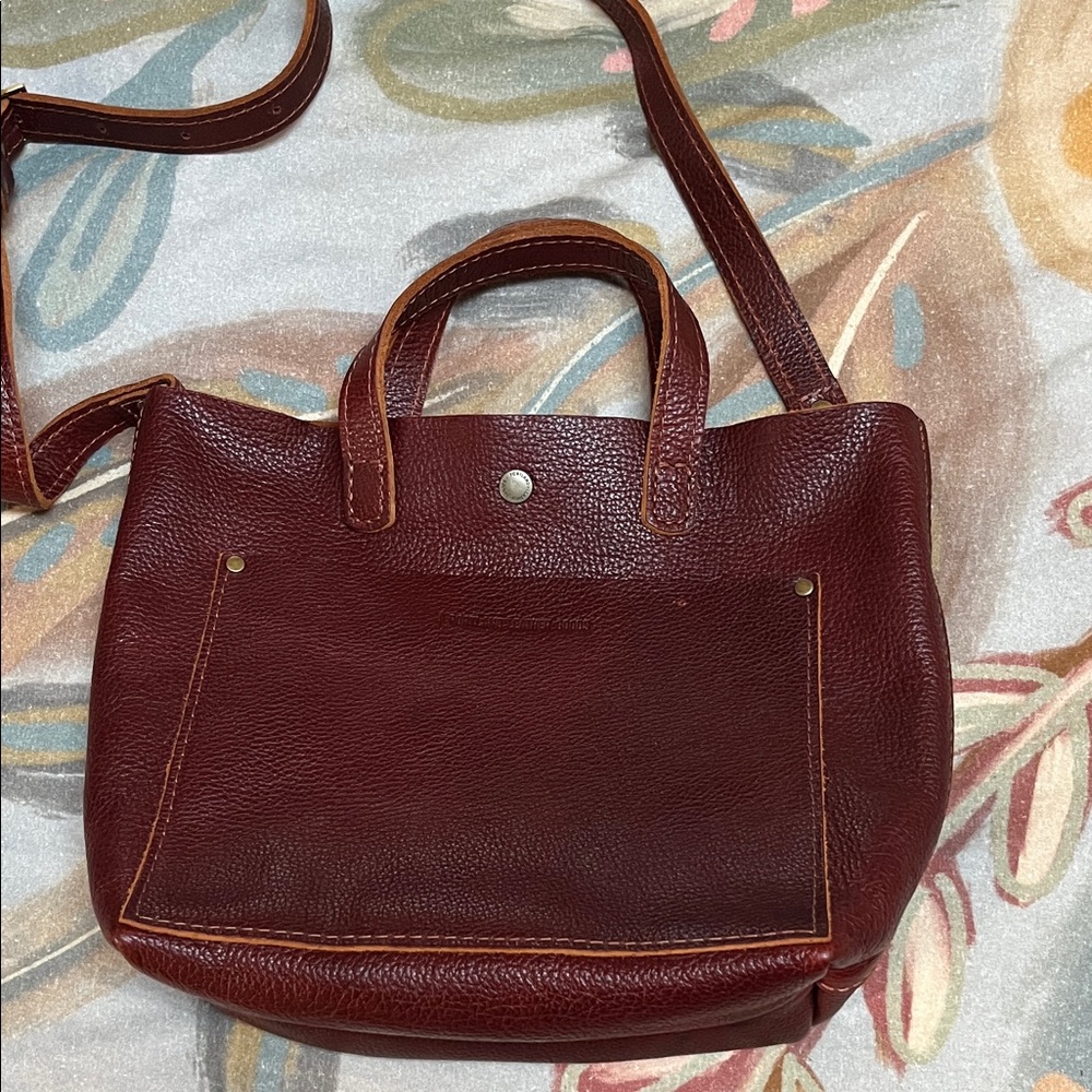 Portland Leather Rich Brown mini crossbody tote